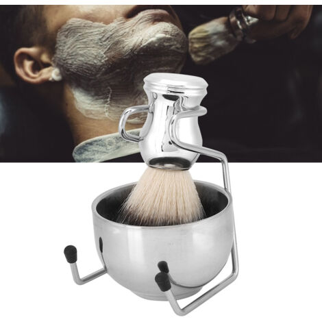 Rasierständer aus Edelstahl mit Pinselhalter und Seifenschale – Herren-Rasier-Set