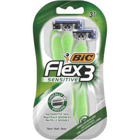 Rasoio BIC Flex 3 Sensitive a 3 lame, 3 pezzi.