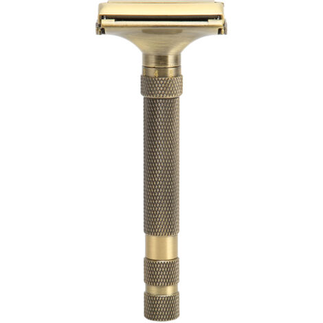 Rasoir à Barbe Manuel Réutilisable avec Long Manche - Tondeuse Barbe Métallique Portable pour Voyage et Maison