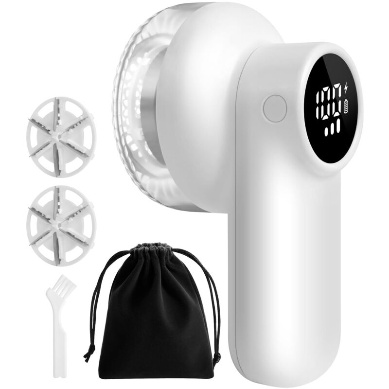 Rasoir à Peluches, Rasoir Anti-Peluches Portable, Rasoir Anti-Peluches Intelligent Rechargeable à Affichage Numérique, 3 Vitesses avec 2 Lames