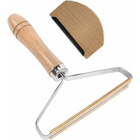 Rasoir Anti Bouloche, Brosse Anti Peluche Portable Rasoir Bouloche pour enlever Les Peluches avec Manche en Bois pour la Laine et Divers Tissus