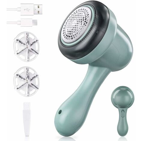 Rasoir Anti Bouloche, Rasoir Bouloche USB Rechargeable, Rasoir Textile Anti-Bouloches électrique avec 2 Lames Rechange et Brosse Nettoyage pour Vêtement, Couverture, Coussin, Pulls, Meubles, Tapis