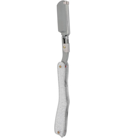 Rasoir de barbier professionnel en alliage de zinc, rasoir droit manuel pour entretien barbe - Design argenté pour usage domestique et voyage (lame non incluse)