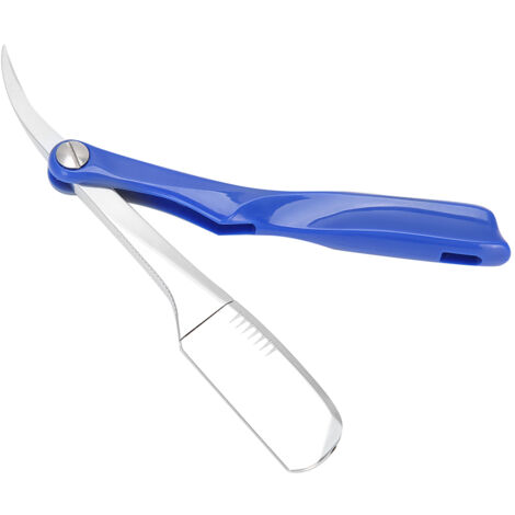 Rasoir de Barbier Professionnel Portable - Tondeuse à Barbe Pliable Bleue pour Soins du Visage