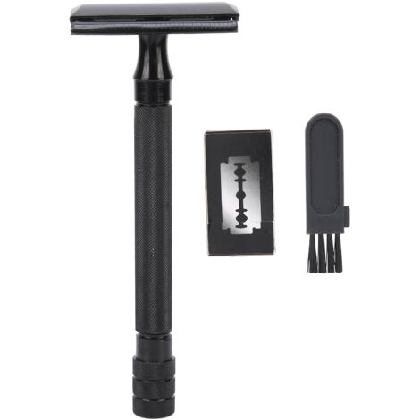 Rasoir de sécurité à double tranchant pour barbe et corps, manche long portable avec 5 lames de rechange