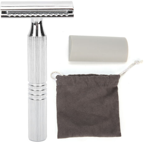 Rasoir de sécurité en alliage professionnel pour hommes, portable pour voyage et maison, sans lame (argenté)