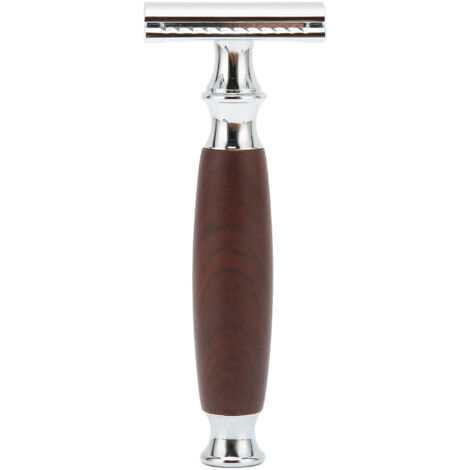 Rasoir de sûreté à double tranchant pour hommes - Manche en bois alliage zinc - Rasoir manuel portable pour salon à domicile (Sans lame)