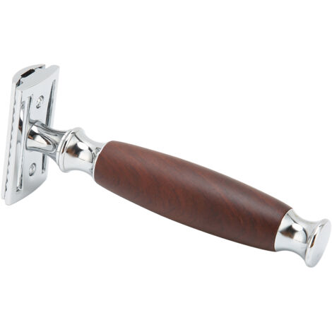Rasoir de sûreté en bois et zinc pour homme - Rasoir double tranchant portable pour barbier à domicile - Sans lame incluse