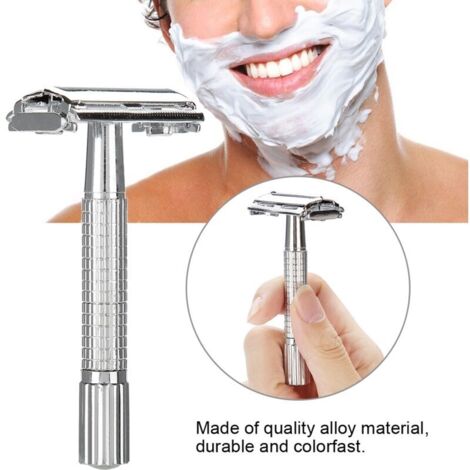 Rasoir de sûreté en métal pour barbe avec support mural