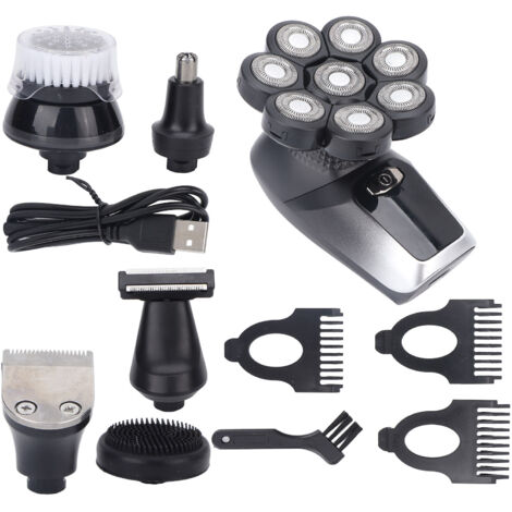 Rasoir de Tête 8D IPX7 Étanche avec Lames Flottantes et Affûtage Automatique pour Crâne Rasé