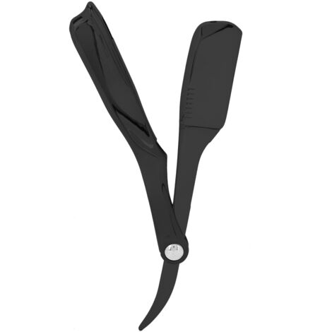 Rasoir droit professionnel pliable pour barbier - Porte-lame plaqué noir pour rasage précis