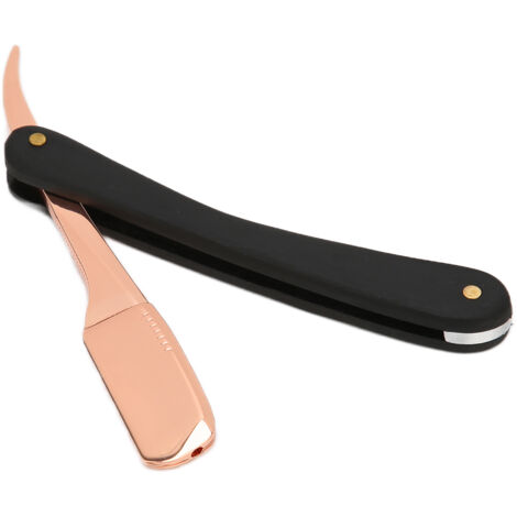 Rasoir droit vintage portable pour homme, manche ergonomique finition mate avec lame durable en or rose.