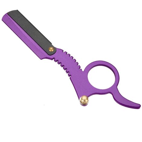 Rasoir droit vintage pour barbe avec mécanisme de changement de lame facile - Lame de rasoir violet