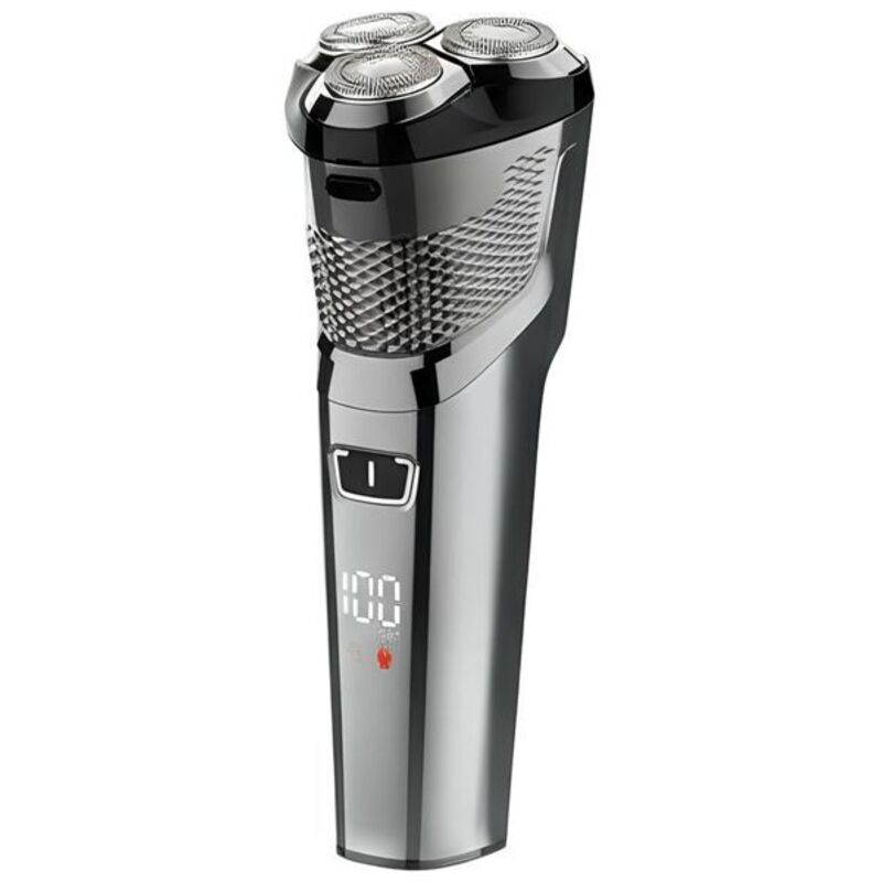 Rasoir &eacute;lectrique - AVIZAR - 22 cm - 3 t&ecirc;tes rotatives - IPX7 - Recharge USB