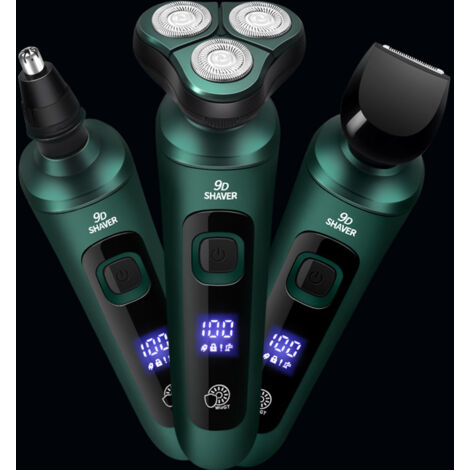 Rasoir électrique 3-en-1 pour hommes - 3 tête flottantes LED, recharge USB-C, étanche, barbe & peau sèche/humide - SR700