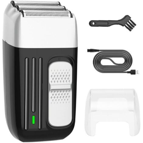 Rasoir électrique 3 lames pour homme — Tondeuse rechargeable pour barbe, crâne et cheveux — Lavable sur peau sèche ou humide — Système flottant anti-irritation — Design ergonomique avec batterie longu