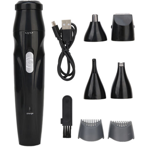 Rasoir Électrique 5-en-1 pour Hommes avec Tondeuse, Coupe-Poils de Nez et Sourcils, Recharge USB