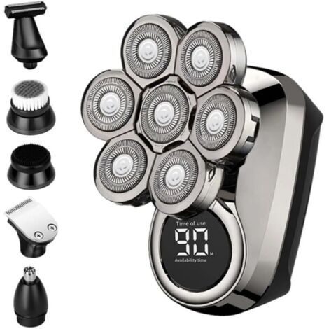 Rasoir électrique 6 en 1 amélioré pour hommes – Tête flottante 8D – Étanche pour rasage humide ou sec – Chargement USB