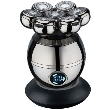 Rasoir électrique à tête 3D avec 7 lames — Pour rasage du crâne, visage et corps — Rechargeable sans fil avec USB-C — Livré avec 1 étui de voyage