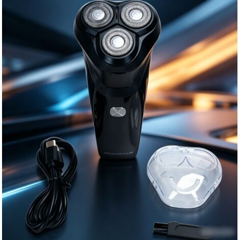 Rasoir électrique Aigostar pour homme, 3 têtes flottantes, rechargeable étanche IPX7, design portable et silencieux, rasage rapide et confortable