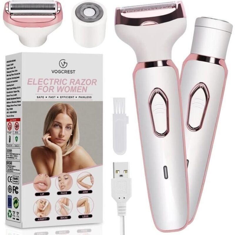 Rasoir Electrique Femme, Tondeuse pour Poils de Visage, Barbe, Moustache, Bras, Jambes, Aisselles, Maillot, Rasoir Indolore [105]