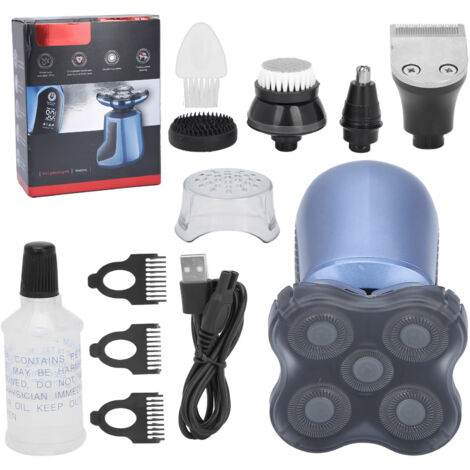 Rasoir Électrique Multifonction - Tondeuse à Favoris et Poils de Nez - Brosse Nettoyante Visage Bleu Ciel