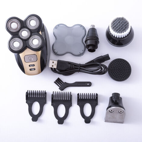 Rasoir électrique multifonctionnel 5 en 1 pour hommes – Têtes flottantes et haute puissance – Tondeuse intégrée pour barbe et contours – Facile à utiliser et lavable – Complet pour rasage quotidien et