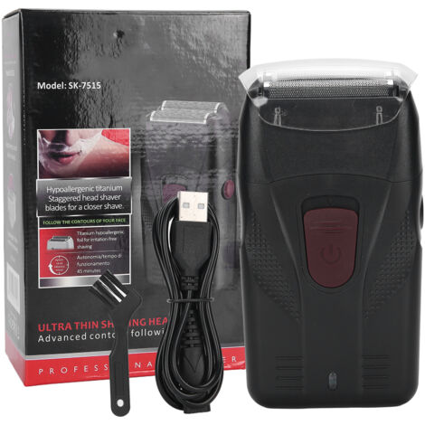 Rasoir électrique portable rechargeable USB pour hommes - Noir