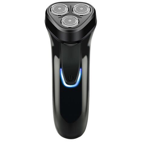 Rasoir électrique pour homme, rechargeable, étanche, portable, pour voiture, avec tête triple lavable, rotatif, batterie longue durée, pour les voyages. Noir.