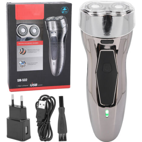 Rasoir Électrique Professionnel pour Homme - Tondeuse Barbe Rechargeable Lavable Argent (EU Plug 100‑240V)
