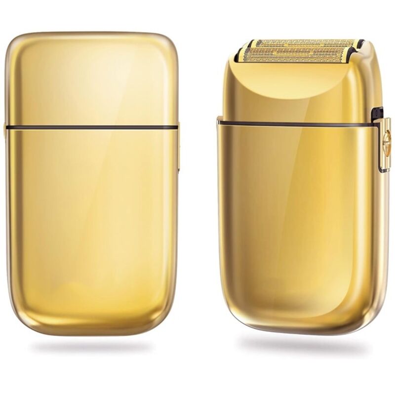 Rasoir Électriques Hommes, Tondeuse Barbe Homme Rasage Ultra Précis Sans Fil en Métal et Aluminium, Tondeuse de Précision USB Rechargeable (D'or)