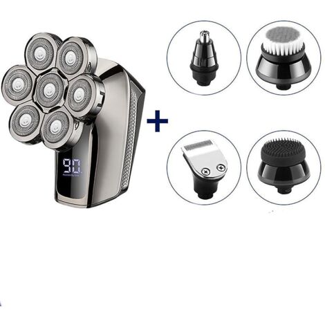 rasoir Electriques Hommes Tondeuse Cheveux: Rasoir Tte Chauve Rechargeable Tanche 6 En 1 Tondeuses  Barbe Rasoirs Rotatifs Kit Sans Fil Rasoir De