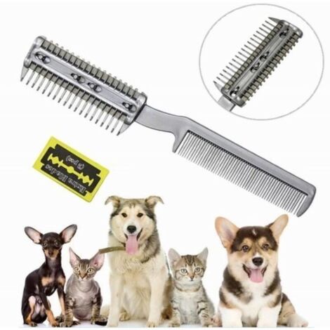 Rasoir manuel avec peigne pour animaux de compagnie, tondeuse à double extrémité, peigne de coupe de cheveux pour chiensxQP4328