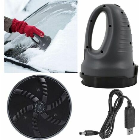 Raspador de hielo eléctrico para coche, carga USB, descongelador de ventanas, fácil de usar, rápido, ahorra tiempo, negro
