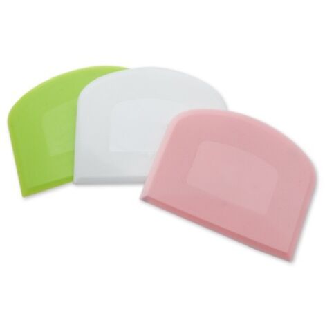 Raspador de masa de plástico, cuerno de repostería, cortador de masa, juego de 3 espátulas de plástico para repostería, espátulas para pan, repostería y crepes, 12 x 9,5 cm (verde y blanco)