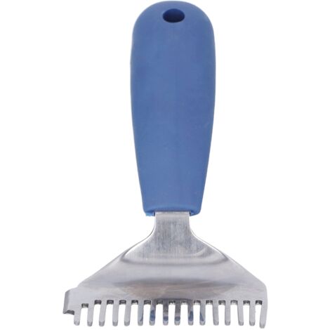 Raspador de miel de 16 nervaduras, acero inoxidable - mango de plástico azul - 20,5 cm - Para una recolección de miel fácil y rápida