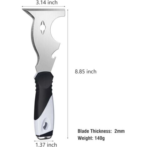 Raspador de pintura 10 en 1, espátula, herramienta multiusos para pintor, raspador de pintura para madera, raspador de metal con punta de martillo, raspador con hoja de afeitar