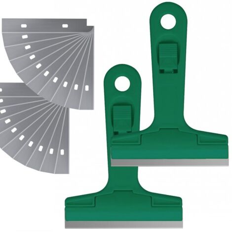 Raspador de vidrio manual, juego de 2 piezas (incluye 20 cuchillas), verde