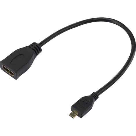 Raspberry Pi® HDMI-Adapter Raspberry Pi® [1x HDMI-Stecker D Micro - 1x HDMI-Buchse] 23.5 cm Schwarz