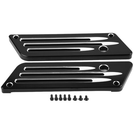 RASTKY CNC-gefräste Aluminium-Satteltaschen-Verschlussabdeckungen – Stilvolles schwarzes Paar für Touring-Modelle von 1993–2013 mit langlebiger, rostfreier Konstruktion. Stichwörter: Verschlussabdecku