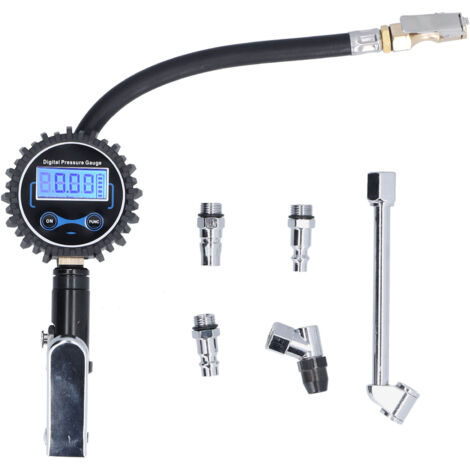RASTKY Digitales Reifendruckmessgerät 300PSI Reifenfüllmesser LCD-Digitalanzeige Aufpumpdruck 4 Einheiten Auto Van Fahrrad Hochleistungs-Gummischlauch Schnellkupplung.