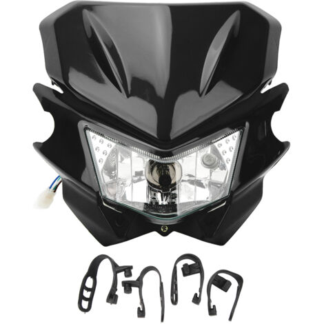 RASTKY Motorradscheinwerfer, Hochleistungs-LED-Scheinwerfer, passend für KLX 110 125 150 230 250 300 450R CRF WRF Dirt Bike Motorrad, einfach zu bedienen (SCHWARZ)