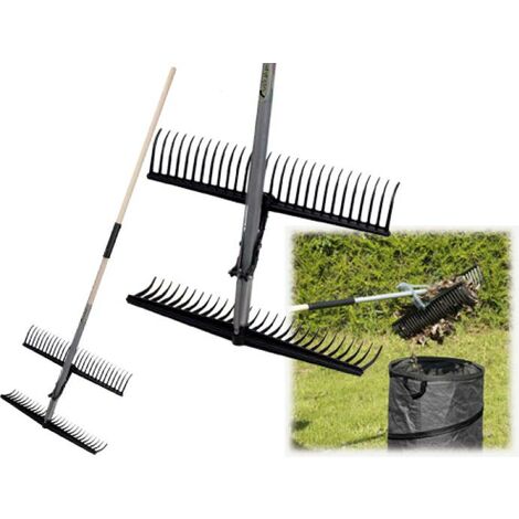 RASTRELLO DA GIARDINO Rastrello per foglie con manico in legno in acciaio  EUR 18,51 - PicClick IT