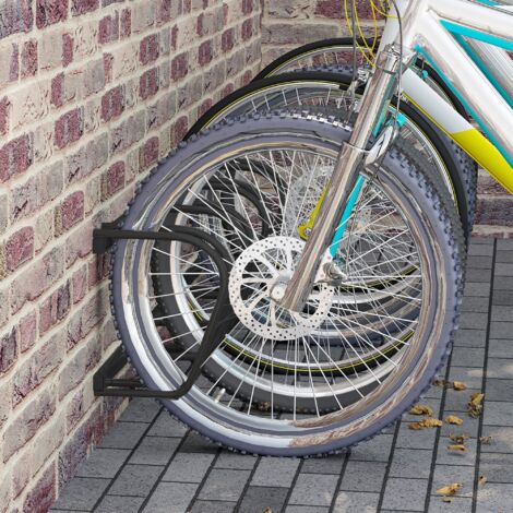 Rastrelliera Biciclette da Pavimento o Parete, Portabici da Terra per 4 Biciclette in Acciaio, Ruote Fino 65 mm, 110x33x27 cm, Nero