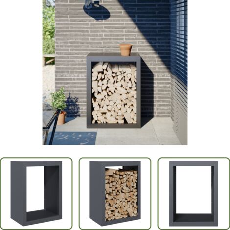 Rastrelliera per legna -  Rastrelliera per Legna da Ardere Antracite 60x40x80 cm Acciaio