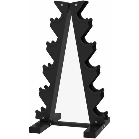 Rastrelliera per Manubri 5 Livelli 35x33x66 cm in Acciaio e Plastica Nero