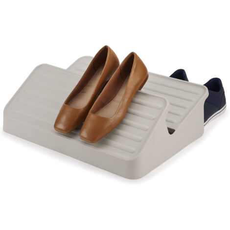 Rastrelliera per scarpe Shoe-In™ grande, ecrù, per la conservazione delle scarpe, design compatto, robusta, massimizza lo spazio, facile da montare, ideale per organizzare le scarpe.