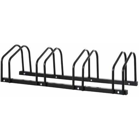 Rastrelliera Porta Biciclette 4 Posti 110x33x27 cm in Acciaio Nero