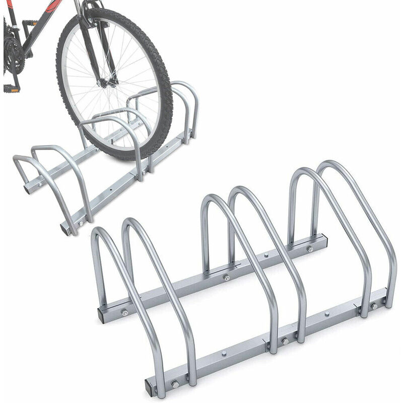 Image of Rastrelliera supporto per 3 biciclette stand pavimento parete portabici acciaio