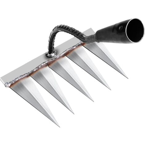 COOCHEER Rastrello da giardino, attrezzi da giardinaggio, rastrello per diserbo, attrezzi da giardinaggio, rastrello per prato, aeratore manuale a 5 denti in acciaio, zappa da giardino per diserbo/diserbo/semi